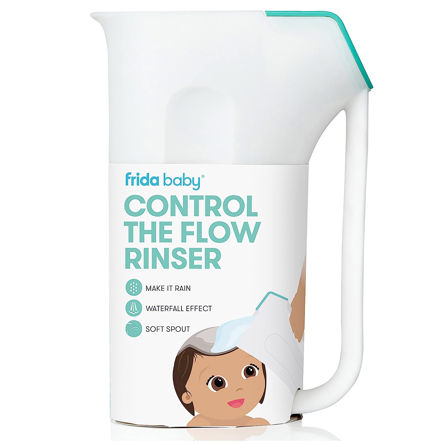 230816024758872_1 Control The Flow Rinser by Frida Baby Bath Time Rinse Cup with Easy Grip Handle and Removable Rain Shower - Image 1